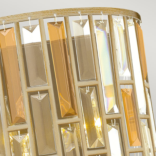 Настінний світильник Gemma золото з кристалами - Хінклі (пластівці срібла, бурштин, кристали) 31x28см / 2xE14