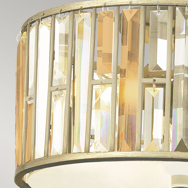 Стельовий світильник Gemma, вкритий срібними пластівцями - Хінклі (золото, срібні пластівці, бурштин, кристали) (3xE27)