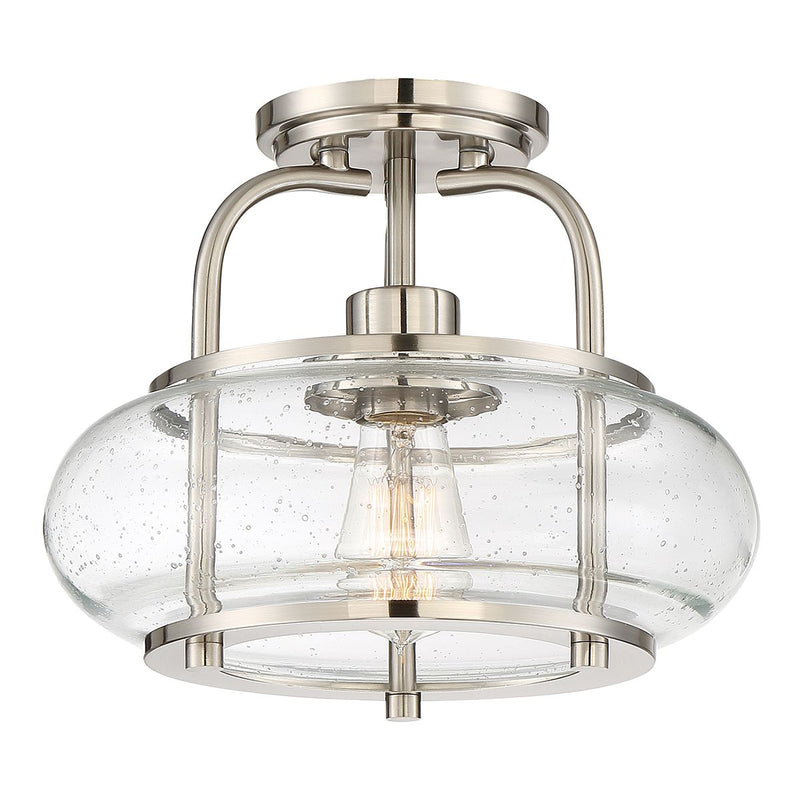Скляний стельовий світильник Trilogy - 30 см (матовий нікель, 1xE27) - Quoizel, стельовий світильник для кухні / ванної / вітальні