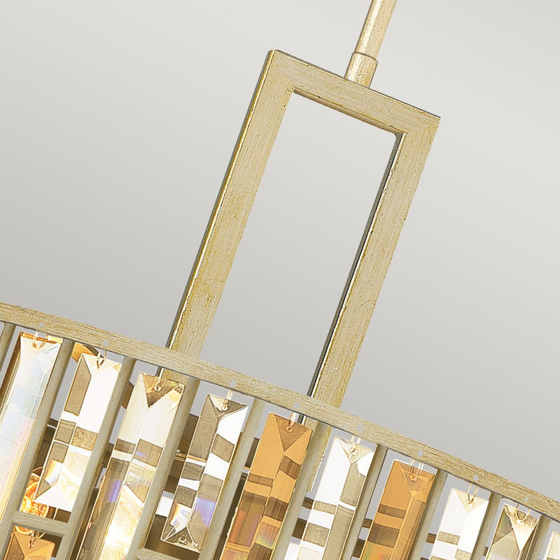 Розкішна люстра Gemma зі срібними пластинками і кристалами - Хінклі (золото, бурштин) 54 см / 3xE27