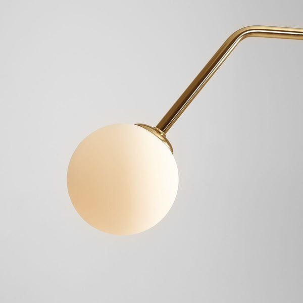 Світильник підвісний з чистого золота, над столом / для їдальні / для вітальні - Aldex, молочні кулі на трубці (2хЕ14) 1064Н30