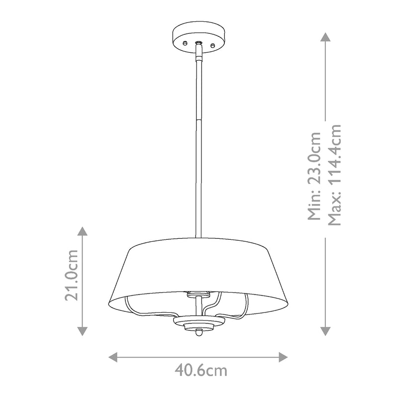 Czarna lampa wisząca i półplafon Luella  -  Kichler / mosiądz (3 źródła światła)