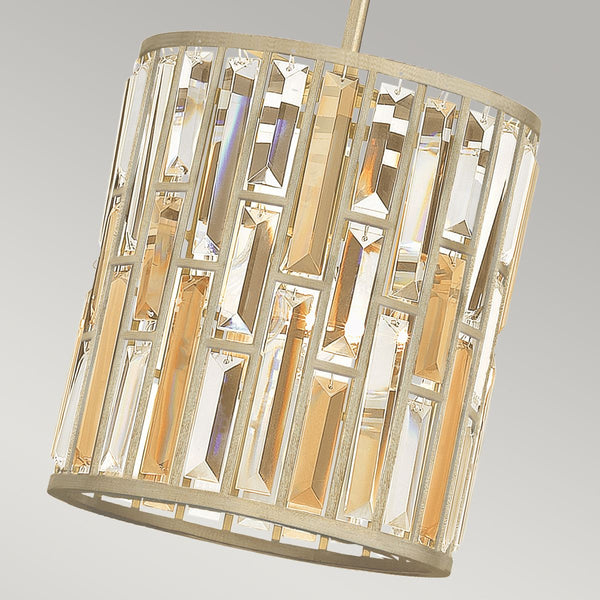 Золотий підвісний світильник Gemma з пластівцями срібла - Хінклі (золото, пластівці срібла, бурштин, кристали) (1xE27)