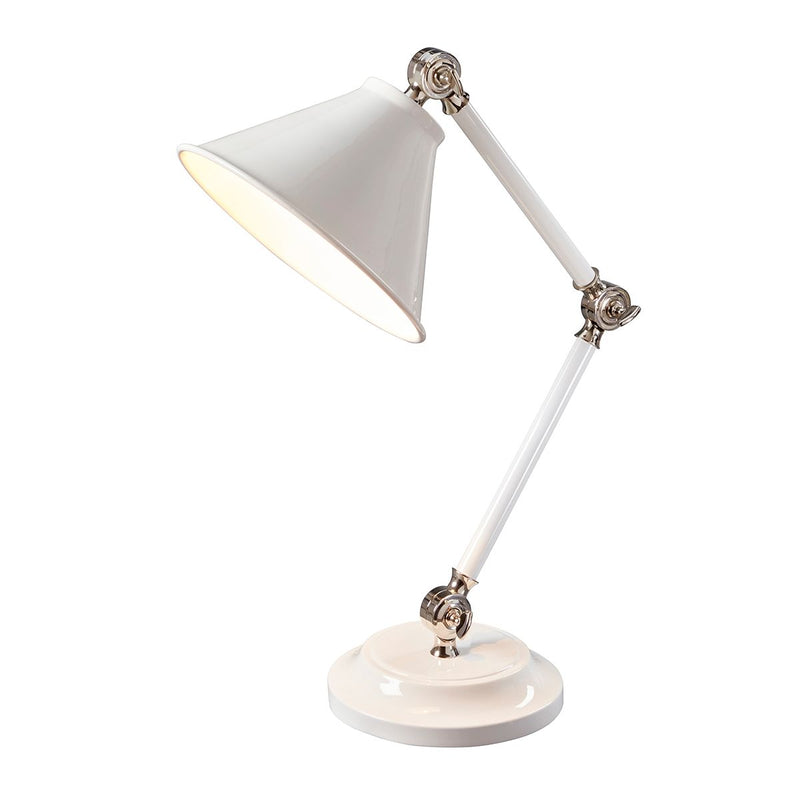 Настільна/письмова лампа прованс (білий - полірований нікель) - Elstead (1xE27)