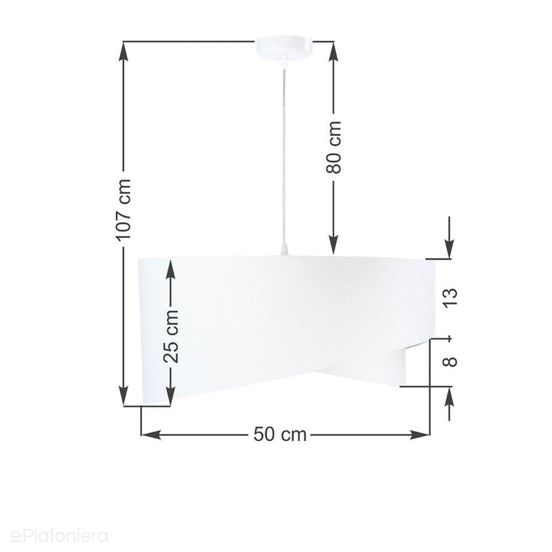 Abażur Bella - biała lampa wisząca welurowa, do sypialni, pokoju dziecka (asymetria - grochy 1xE27) ręcznie robiona - ePlafoniera