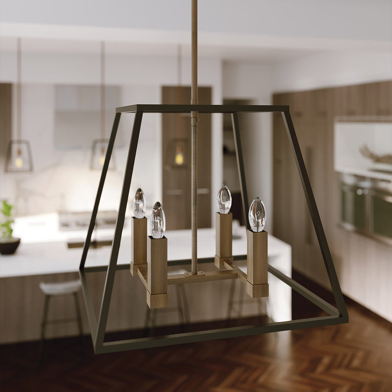 Індустріальний (металева клітка-коричневий) підвісний світильник 4xE14, для кухні вітальні, Hinkley (Fulton)