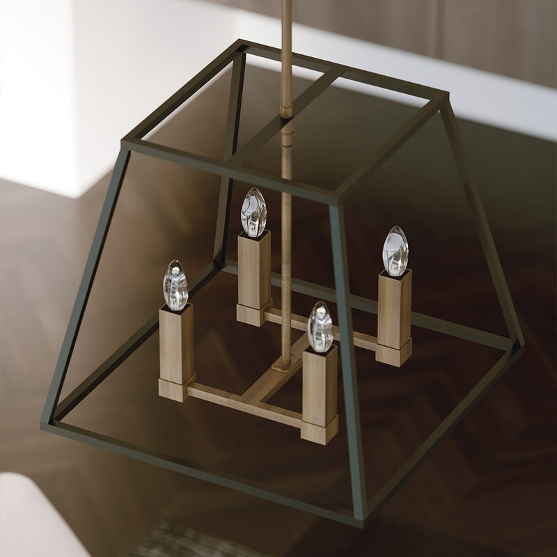Індустріальний (металева клітка-коричневий) підвісний світильник 4xE14, для кухні вітальні, Hinkley (Fulton)