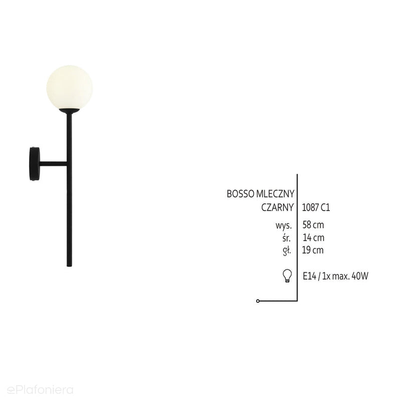 Настінний світильник Bosso Wall Black ball - Aldex, 1087C1 (14см, E14)