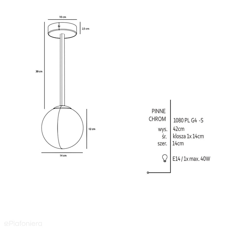 Стельовий світильник Pinne Short Chrome ball - Aldex (E14) 1080PL-G4S