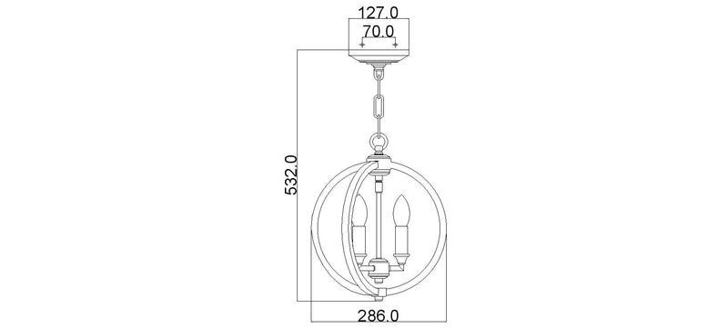 Світильник підвісний металевий 29см (ажурна куля - нікель) для кухні, вітальні, спальні (3хЕ14) Feiss (Corinne)