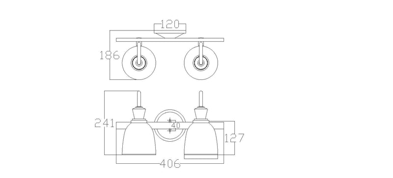 Настінний світильник хромований - 2 абажура (40х24см), для ванної, вітальні, спальні (G9 2х4W) Kichler (Cora)