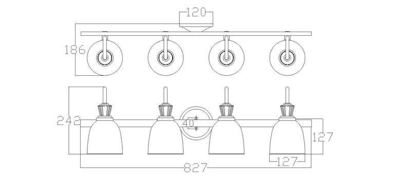 Настінний світильник хромований - 4 лампи (83х24см), для ванної, вітальні, спальні (G9 4х4W) Kichler (Cora)