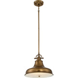 Індустріальний підвісний світильник Emery для кухні / над столом (стара латунь) - Quoizel, 35 см, 1xE27