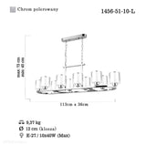 Модна люстра для кімнати над столом у вітальню (113х36см, хром - скло) Lucea 1456-51-10 VODA