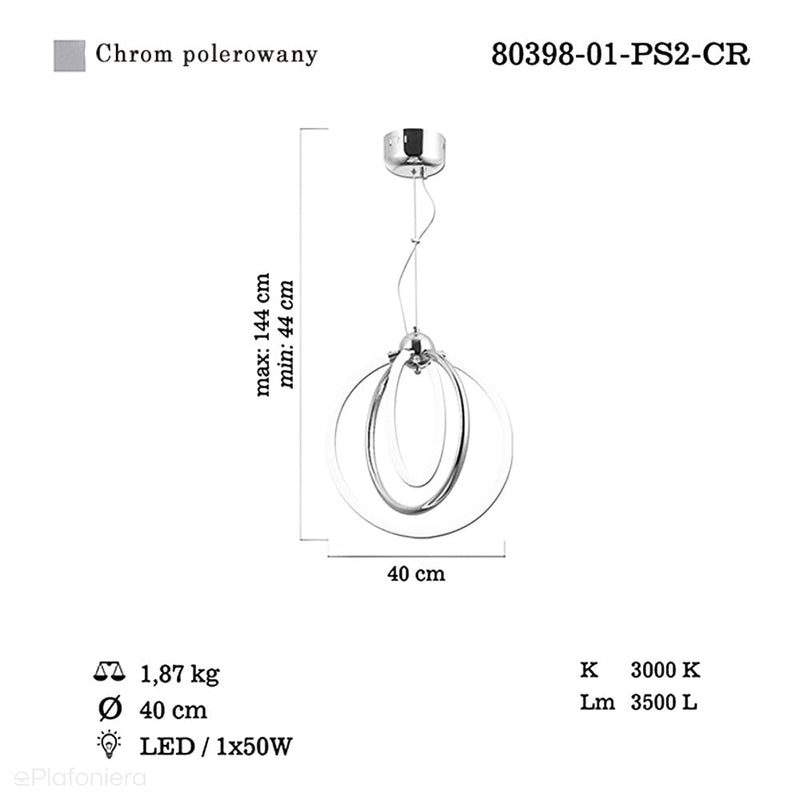 Сучасний світильник для спальні вітальні (хром, LED 50W) Lucea 80398-01-PS2-CR NELAS