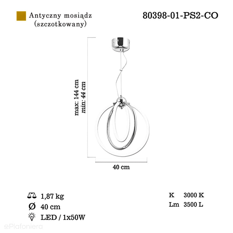 Світильник модерн для вітальні спальні (патина, LED 50W) Lucea 80398-01-PS2-CO NELAS