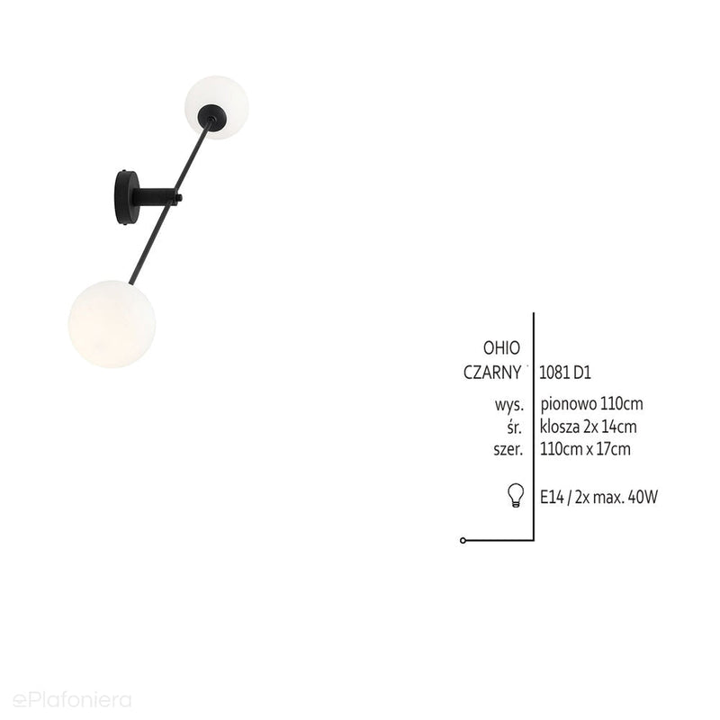 Настінний світильник модерн, настінний, молочні кулі 2х14см (E14) Aldex (Огайо) 1081D1
