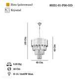 Красива кришталева люстра для вітальні (40см, золото) Lucea 80321-01-P06-GD SESTINO