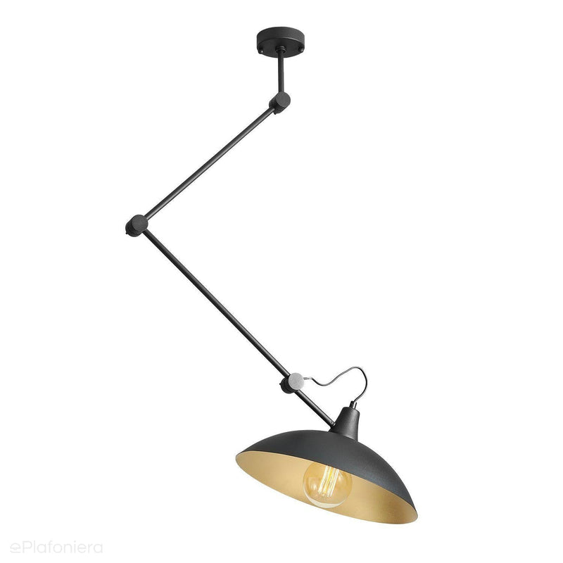 Plafon ustawny 35cm, lampa sufitowa, ścienna czarna, złota 1xE27, Aldex (Melos) 808PL/G1/Z - ePlafoniera