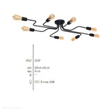 Czarna lampa sufitowa - nowoczesny żyrandol, plafoniera (119x61cm) 8xE27, Aldex (Rolf) 923P - ePlafoniera