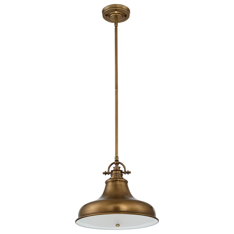 Індустріальний підвісний світильник Emery для кухні / над столом (стара латунь) - Quoizel, 35 см, 1xE27