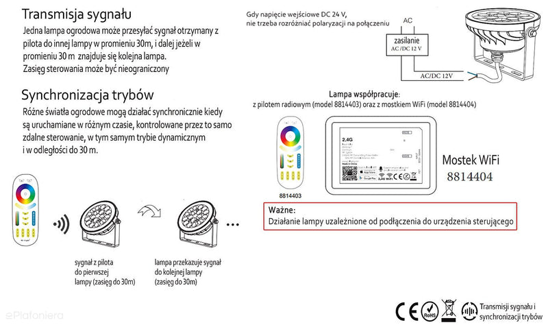 Прожектор спрямований зовнішній садовий світильник IP 66 (9W, RGB + 2700K-6500K) (12V LED система) Moni