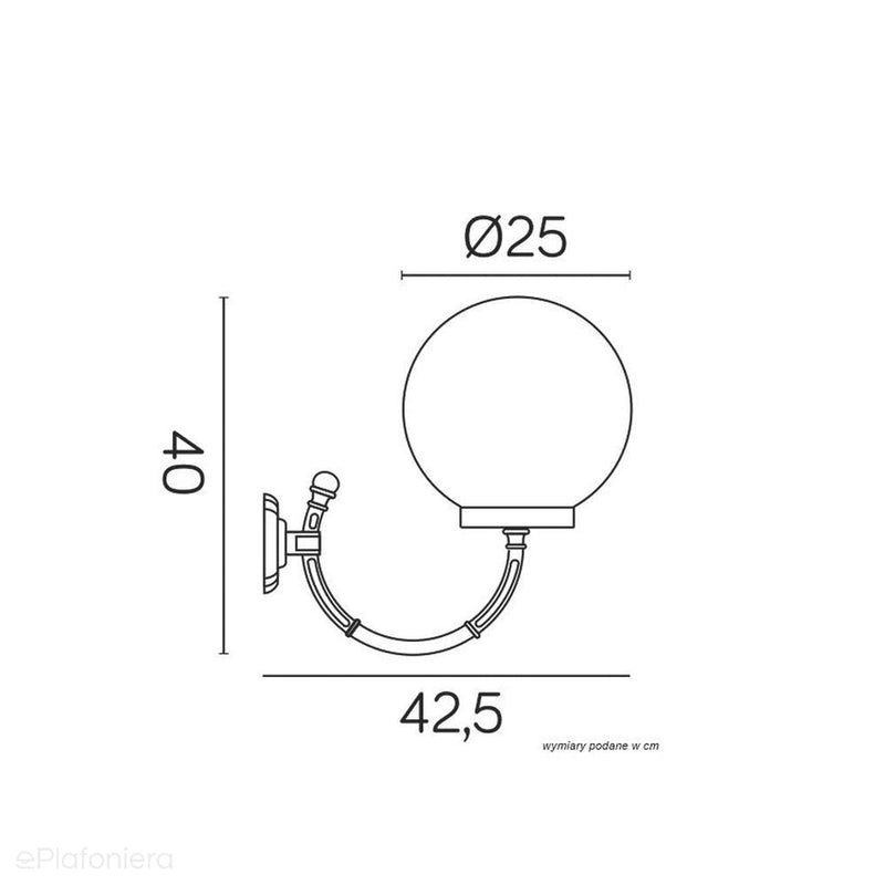 Настінний садовий світильник - бра дугоподібний корпус (куля 20/25см, 1x E27) SU-MA (класичні кулі)