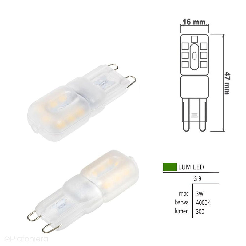 G9 LED лампа, молочний (3W = 30W) (300lm, 4000K/3000K) Lumiled/LEDZARMI094I