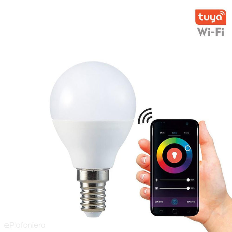 Лампа Smart WiFi, LED E14 молочний (куля 5.5W - 470lm) (2700K - 6500K + RGB) Polux/SANTUY0205