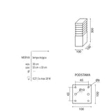 Світильник садовий вуличний стоячий - стовп 30/55/80 (10x10см, 1xE27) Radex (Meriva)