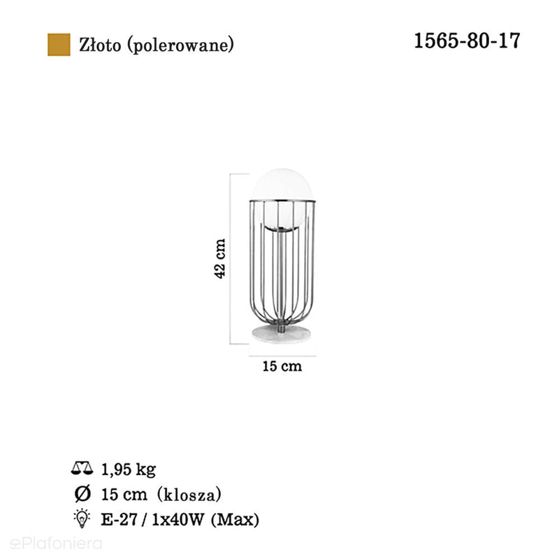 Золота гламурна настільна лампа для спальні та вітальні Lucea 1565-80-17 CAPOLA