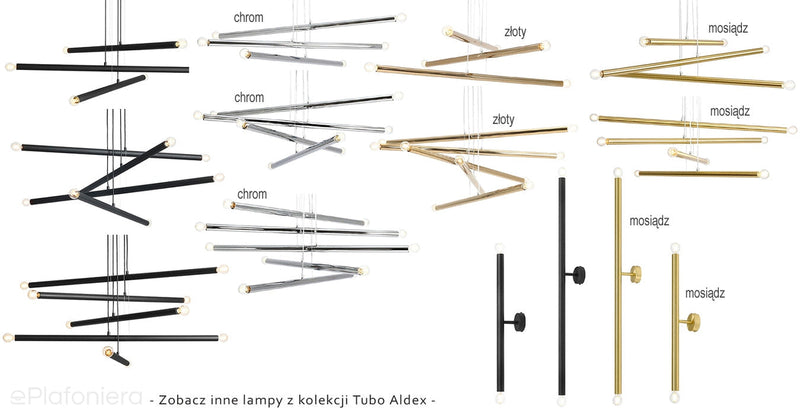 Люстра для вітальні, кабінету - підвісний світильник трубка чорна (6xE14) Aldex (tubo) 1072K1