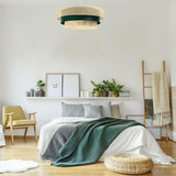 Підвісний світильник ротанг-сатин в стилі бохо 60см - для вітальні, спальні (Rotang-011, 1xE27), ручна робота