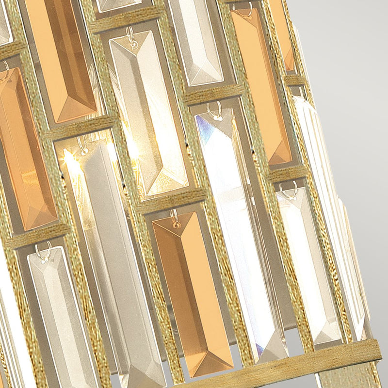 Настінний світильник Gemma silver leaf - Хінклі (золото, пластівці срібла, бурштин, кристали) 20x65см / 2xE14
