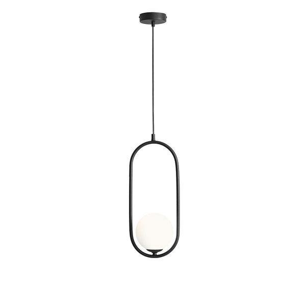 Світильник чорний - біла куля 14см підвісний для спальні вітальні (E14) Aldex (Riva) 1086G1