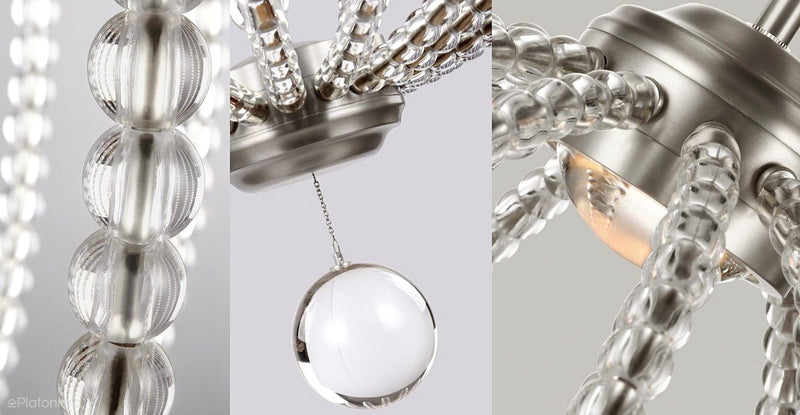 Скляні кристали, підвісна куля 50см, LED світильник, для спальні вітальні (8W, 800lm) Feiss (Oberlin)