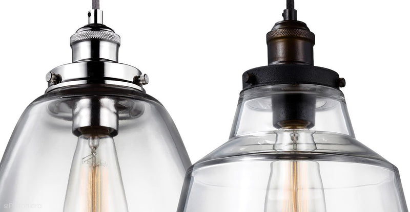 Скляний підвісний світильник Baskin (нікель полірований) Feiss - світильник для кухні / їдальні / вітальні (1xE27)