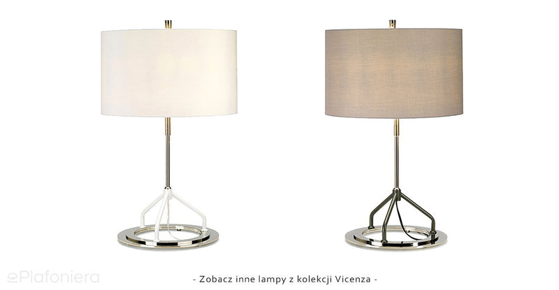 Настільна лампа Modern Vicenza з бавовняним абажуром - Elstead, 65см, (нікель - білий) для вітальні / спальні / кабінету (1xE27)