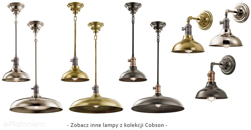 Світильник промисловий підвісний 40см (стара бронза) для кухні, вітальні, кафе (1xE27) Kichler (Cobson)