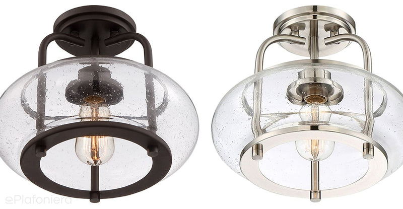 Скляний стельовий світильник 30см (коричневий, 1xE27) стельовий світильник для кухні, їдальні, вітальні Quoizel (Trilogy)