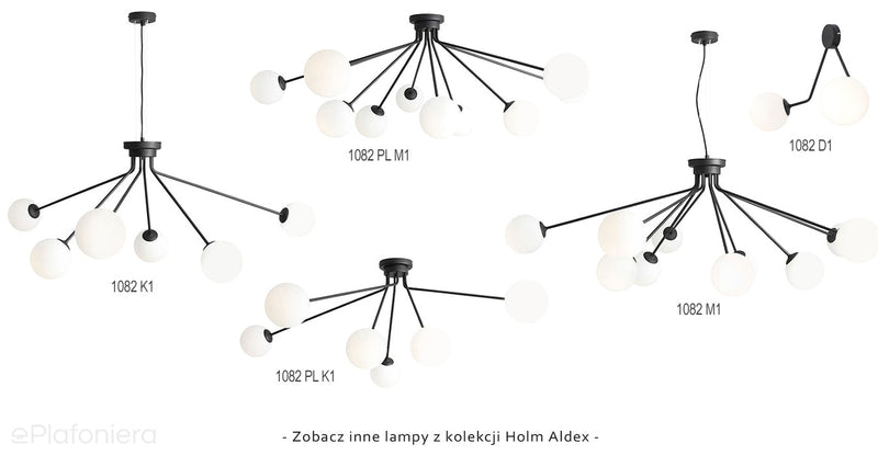 Чорний підвісний світильник - люстра, білі кулі 10х14см (E14) Aldex (Holm) 1082M1