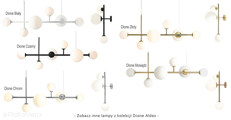 Люстра підвісна горизонтальна, хромований підвіс, 6 молочних куль (4xE14/2xE27) Aldex (Dione) 1092K4