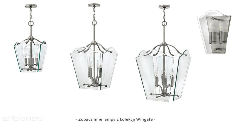 Скляний підвісний світильник (40х40см) свічник для вітальні, кухні, спальні (4хЕ14) Hinkley (Wingate)