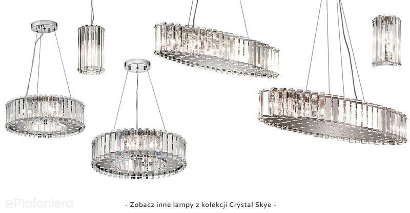 Хромований підвісний світильник - кришталь (65х19см) люстра для вітальні, кухні, спальні (G9 8х4Вт) Kichler (Crystal)