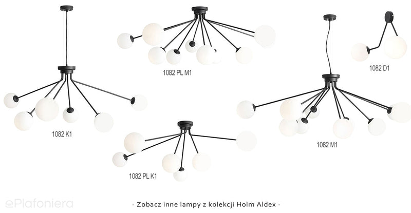 Чорний стельовий світильник Holm - Aldex, білі кулі 6x14см (E14) 1082PL-K1