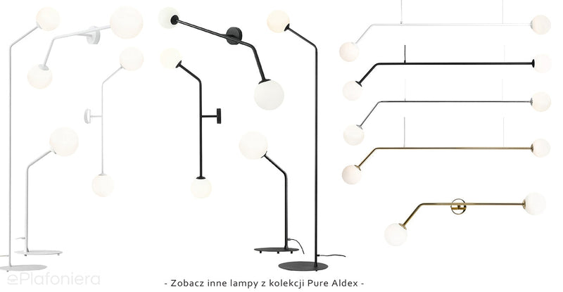 Світильник для вітальні чорний, молочні кулі на трубі (настінний вертикальний 2xE14) Aldex (Pure) 1064D1/2