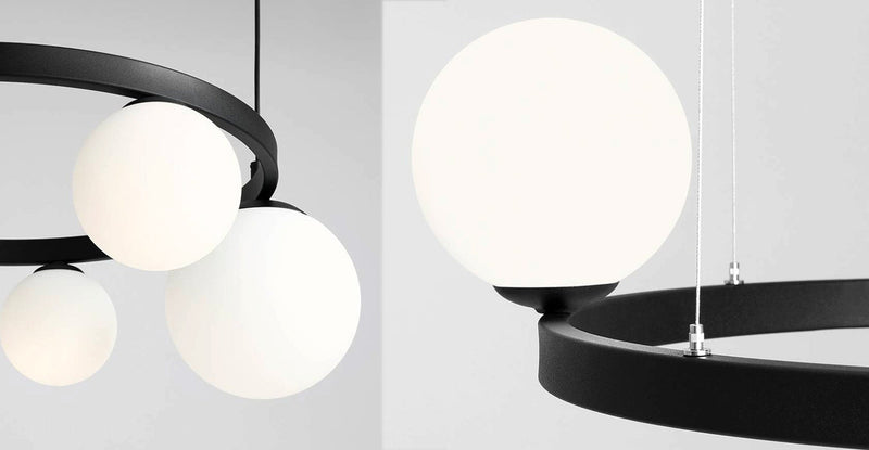 Підвісний світильник - люстра чорний, молочні кулі 14см/20см (E14/E27) Aldex (Garda) 1099L1-R
