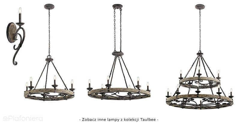 Люстра накладна Taulbee (дерево, метал, 91х46см) для вітальні / холу / над столом - Kichler (6xE14)