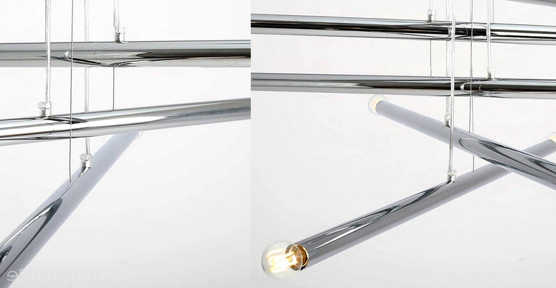 Люстра для вітальні, кабінету - підвісний світильник хромована труба (10xE14) Aldex (tubo) 1072M4