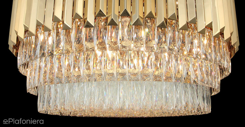 Золотий кришталевий світильник, люстра для вітальні (80см) Lucea 1467-80-30 NARBONNE